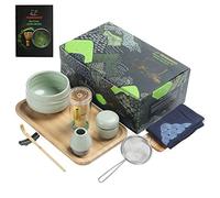 TEANAGOO Ensemble de Thé Japonais O6,Kit de Préparation de Matcha avec Fouet à Bambou (Chasen), Cuillère (Chashaku), Support pour Fouet et Plateau à Thé - Parfait pour Poudre de Thé Vert