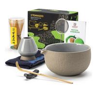 TEANAGOO Fouet à matcha, Ensemble matcha 7 pièces, Kit matcha pour cérémonie, Service à thé matcha pour préparer petit-déjeuner/latte, Ensemble fouet à matcha et bol (chawan) avec tous les accessoires