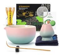 TEANAGOO Kit matcha cérémonie avec fouet et bol, 7 pièces - Dégradé vert rose