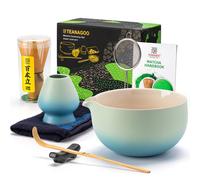 TEANAGOO Kit matcha cérémonie avec fouet et bol, 7 pièces - Bleu dégradé