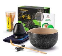 TEANAGOO Kit matcha cérémonie avec fouet et bol, 7 pièces - Gris pierre et noir