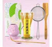 TEANAGOO Lot de 6 fouets à matcha traditionnels, fouet à 100 dents avec support en fleur de cerisier violet, cuillère à thé, chasen en bambou, accessoire de cérémonie, cadeau pour famille