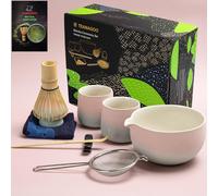 TEANAGOO Matcha Set Fouet en bambou Bol en céramique 9 pièces Gradient