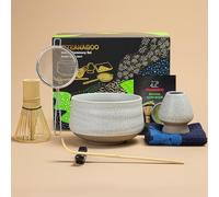 TEANAGOO Service à thé japonais, ensemble de fouet à matcha, bol à matcha en bambou (Chasen), cuillère (chashaku), support de fouet à matcha, kit de fabrication de thé MSB-5, matcha