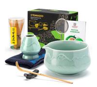 TEANAGOO Set de cérémonie du matcha en céramique 7 pièces avec fouet, bol, cuillère doseuse et tamis pour préparation de latté, cadeau pour amateurs de matcha