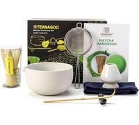 TEANAGOO Set de thé matcha japonais, bambou et céramique, 7 pièces, gris clair