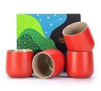TEANAGOO Tasse à thé japonaise, 205 ml, rouge, H19, 4 pièces/boîte, tasses à thé japonaises, tasses à thé chinoises, tasses à thé japonaises occupées
