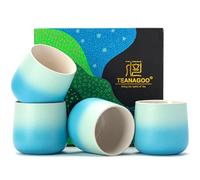 TEANAGOO Tasse à thé japonaise, 205 ml, tasses à thé chinoises, tasses à thé asiatiques sans poignées, tasse en céramique pour japonais, dégradé bleu blanc, 4 pièces/boîte, H31