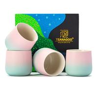 TEANAGOO Tasse à thé japonaise, 7.2Oz / 205 ml, dégradé rose vert, H11, 4 pièces/boîte, tasses japonaises, tasses à thé chinoises, tasses à thé asiatiques sans poignées, tasse à thé en céramique pour