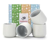 TEANAGOO Tasse à Thé Japonaise en Céramique, 205ml, Gris Lt, H5, 4Pcs / Boîte, Tasses à Thé Japon Tasse à Thé Chinoise Tasses à Thé Asiatiques Tasses Sans Poignée Tasse à Thé en Céramique