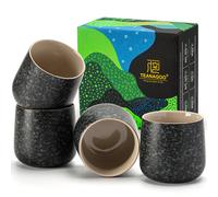 TEANAGOO Tasse à Thé Japonaise en Céramique, 7.2 oz/205 ml, Gris Charbon, H17, 4 Pièces/Boîte, Set de Tasses à Thé Asiatiques, Soldes du Nouvel An, Idées Cadeaux Incontournables