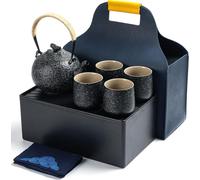 TEANAGOO Théière Set 1 théière + 4 tasses à thé, gris anthracite, set de voyage, 700ml