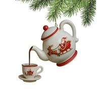 Teapot Christmas Tree Decorations - Holiday Decor Pendant Rustic Bag Charm | 2D Acrylic Teapot Christmas Teapot Christmas Tree Ornaments Pendant RustWall Shelf Fireplace Garden Yard Office Apartment Car