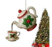 Teapot Christmas Tree Decorations - Holiday Decor Pendant Rustic Bag Charm | 2D Acrylic Teapot Christmas Teapot Christmas Tree Ornaments Pendant RustWall Shelf Fireplace Garden Yard Office Apartment Car