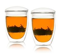 Teapro Infuseur à thé à double paroi en verre de 350 ml avec passoire transparente et couvercle | Coffret cadeau pour théière | Mug diffuseur pour une personne | Passoires à thé pour thé en vrac (2)