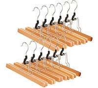 Tebery Lot de 12 cintres à jupes/pantalons en bois naturel massif