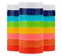 Tebery Lot de 24 couvercles de bocaux Mason en plastique avec anneaux en silicone de qualité alimentaire pour bocaux Mason et plus encore, 70 mm, standard