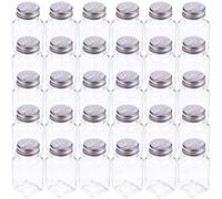 Tebery Lot de 30 salières et poivrières en verre avec couvercle en acier inoxydable - Bouteille à épices de 76,5 g pour cuisine, restaurants et traiteur - Design classique