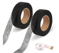 TECDW 2 Pièces Bande à Repasser Livré Avec 1 Ruban Mesurer,2cm Large 24 Mètres Long Ruban Mode,Bande d'ourlet Convient à Une Large Gamme Tissus Tels Que Les Jeans,Les Jupes,Les Rideaux (Noir)