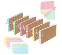 TECDW 300PCS Fiches Bristol Avec Couverture En Papier Kraft Renforcé,éTude 3x5 Pouces Cartes De RéVision,Cartes Flash Coloré Pour L’Apprentissage,Le Bureau Et La Maison (Porte-CléS En MéTal 6colors6)