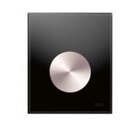 TECEloop urinoir circulaire en forme de plaque affleure brossé 9.242.663 verre noir, bouton en acier inoxydable