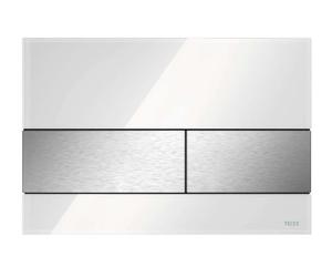 Tece TECEsquare - Commande de chasse d'eau, finition anti-empreintes, verre blanc / inox brossé 9240801