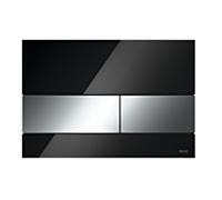 Tece Plaque de commande Square 9240807 – verre noir, boutons chrome brillant, deux quantités