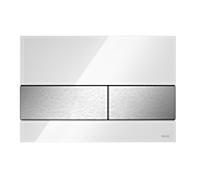 TECE – Plaque commande WC TECEsquare 9240801 – verre blanc, double-débit, boutons inox brossé