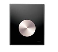 TECEloop urinoir circulaire en forme de plaque affleure brossé 9.242.663 verre noir, bouton en acier inoxydable