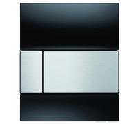 TECEsquare Plaque de commande pour urinoir, verre, cartouche incluse, 9242806, Couleur: Verre noir brillant, touches en acier inoxydable brossé (antifingerprint)