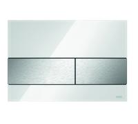 TECEsquare plaque de commande WC verre pour technique à deux quantités, 9240801, Couleur: verre blanc brillant, touches en acier inoxydable brossé (anti-traces de doigts)