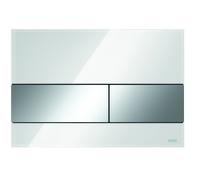 TECEsquare plaque de commande WC verre pour technique à deux quantités, 9240802, Couleur: Verre blanc, boutons chromés brillants
