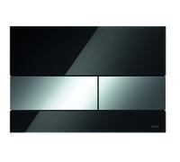 TECEsquare plaque de commande WC verre pour technique à deux quantités, 9240807, Couleur: verre noir, bouton chrome brillant