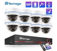 Techage H.265 5MP 8CH système de caméra POE Audio unidirectionnel caméra anti-vandalisme en métal intérieur CCTV vidéo sécurité Kit de Surveillance P2P 8CH NVR 6 Cameras