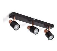 TechBrey Applique Murale et de Plafond Orientable Métal 3 Spots Albus Black Rose Large Noir Noir
