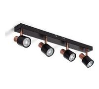 TechBrey Applique Murale et de Plafond Orientable Métal 4 Spots Ciro Black Rose Large Noir Noir