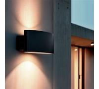 TechBrey Applique Murale Extérieure LED 15W Éclairage Rectangulaire Noire Aluminium Masha Noir Noir