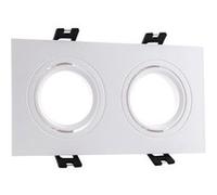 LEDKIA LIGHTING Collerette Downlight Carrée Orientable pour 2 Ampoules LED GU10/GU5.3 Coupe 75x150mm Blanc