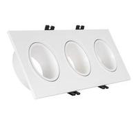 TechBrey Collerette Downlight Carrée Orientable pour 3 Ampoules LED GU10/GU5.3 Coupe 75x235mm Argent Argent