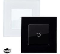TechBrey Interrupteur WiFi Tactile Simple avec Cadre Verre Modern Blanc Blanc G