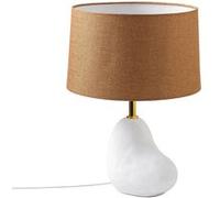 Ledkia Lampe à Poser Ceramique et Lin Bulga Blanc