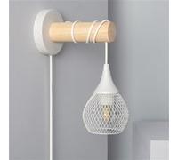 TechBrey Lampe Murale Bois et Métal Monah Blanc Blanc G
