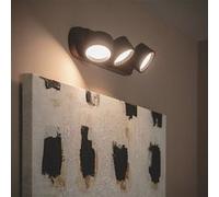 TechBrey Lampe Murale LED 15W Métal CCT Sélectionnable Cundra 3 Spots Noir Noir