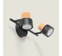 TechBrey Lampe Murale Métal et Liège Deux Spots Liksy Noir Noir G