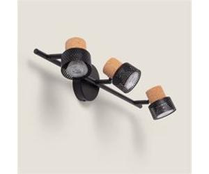TechBrey Lampe Murale Métal et Liège Trois Spots Liksy Noir Noir G