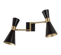 LEDKIA LIGHTING - Lampe Murale Orientable Jigger | 2 Spots E27 | Design Rétro | Aluminium et Acier | IP20 | Pour Salon, Chambre, Cuisine, Noir