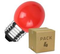 LEDKIA LIGHTING Pack 4 Ampoules LED E27 3W 300 lm G45 Rouge Rouge