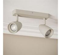Ledkia Plafonnier Aluminium Rectangulaire Adrien 2 Spots Gris Pierre