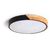 LEDKIA LIGHTING - Plafonnier LED Rond 24W | CCT Sélectionnable 2700-6500K | Métal et Bois, Noir, Ø418 mm