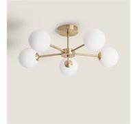 LEDKIA LIGHTING Plafonnier Moonlight Brass 5 spots Métal et verre pour chambre salon cuisine Doré